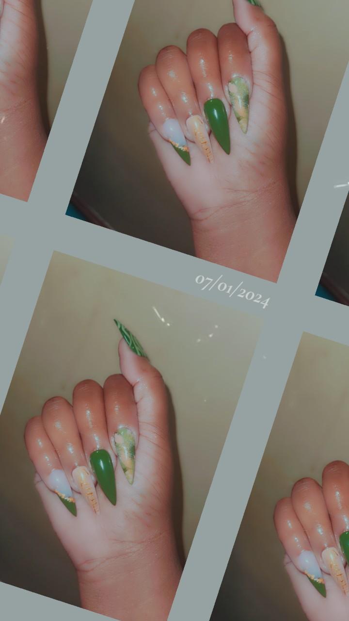 Affirm Me (BossLady) PRESS-ON 25pc Set Stilletto Shape , Hunter Green, Gold flakes, 3D Art Nail Care Nail Polish Cosmetic Manicure Nail Art Cutics Affirm Me (BossLady) PRESS-ON 25pc Set Stilletto Shape , Hunter Green, Gold flakes, 3D Art Nail Care Nail Polish Cosmetic Manicure Nail Art Cutics