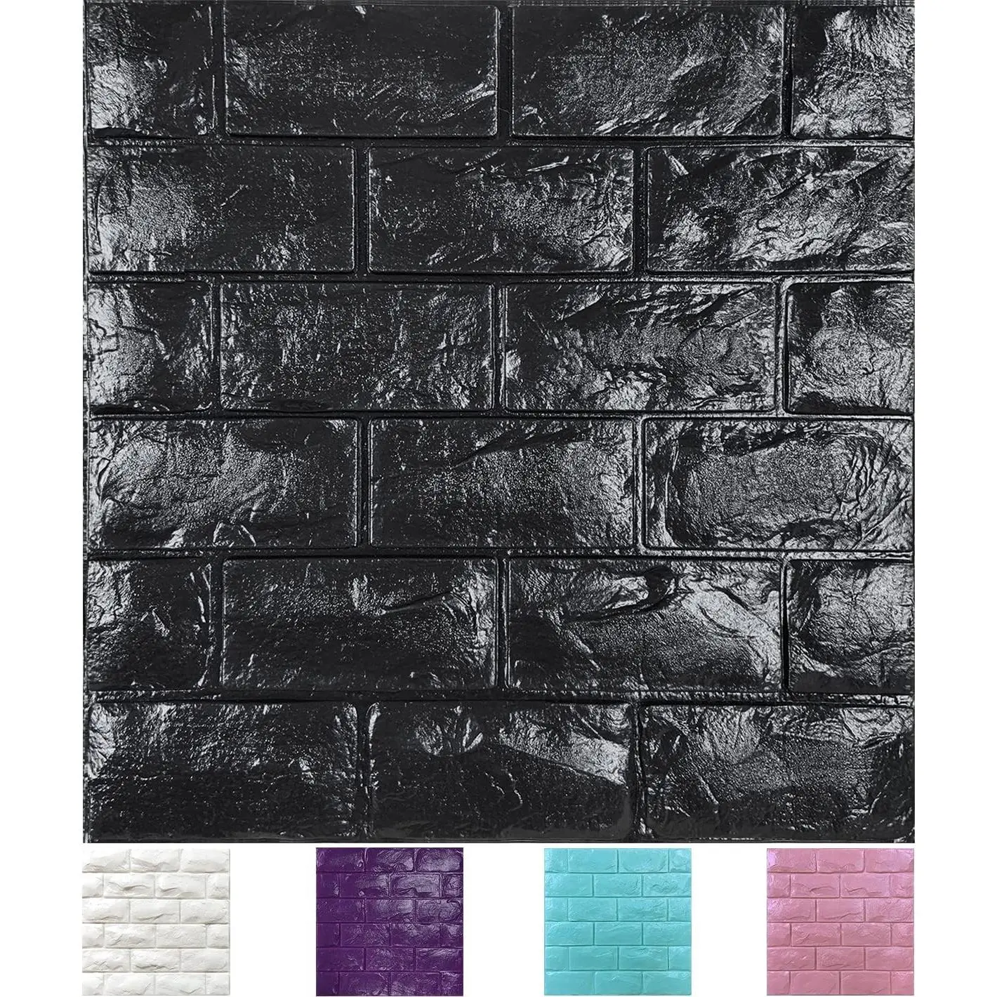 30 count 3D Wall Panels Peel and Stick Faux Brick Wallpaper Black Self Adhesive  Brick Paneling Faux Stone Wall Panels (30PCS, Black)