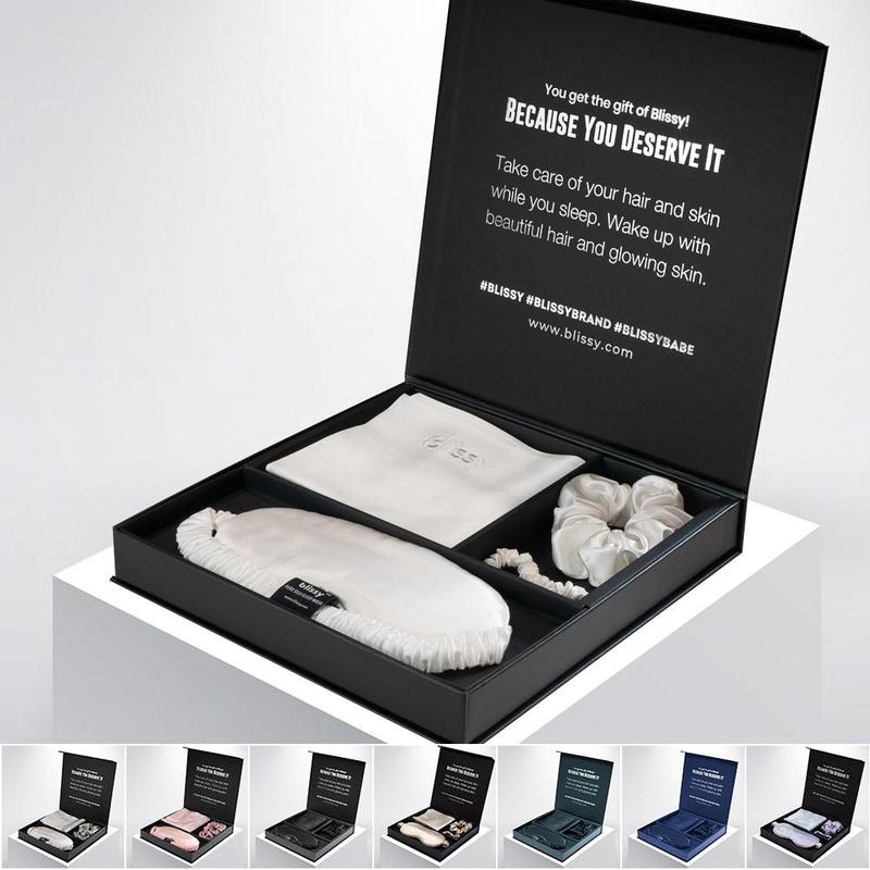 Blissy Dream Gift Set – 100% Mulberry Silk – Pillowcase, Sleep Mask & Scrunchies for Hair & Skin