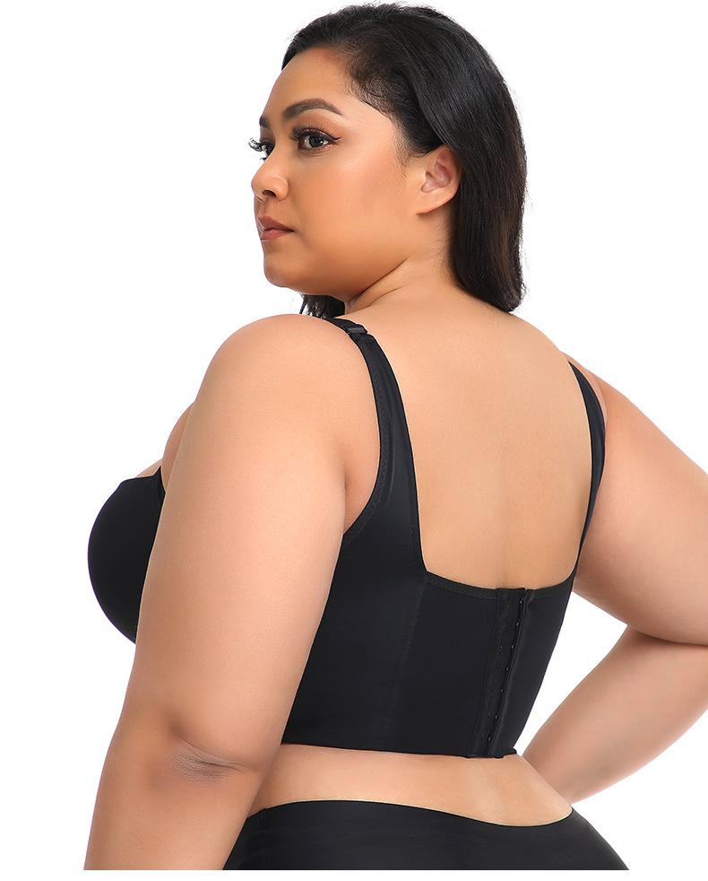 New-Plus Size Girls' Bra Comfortable Slimming Anti-Sagging Black Spaghetti Strap Summer Womenswear Basic Minimalist Lingerie