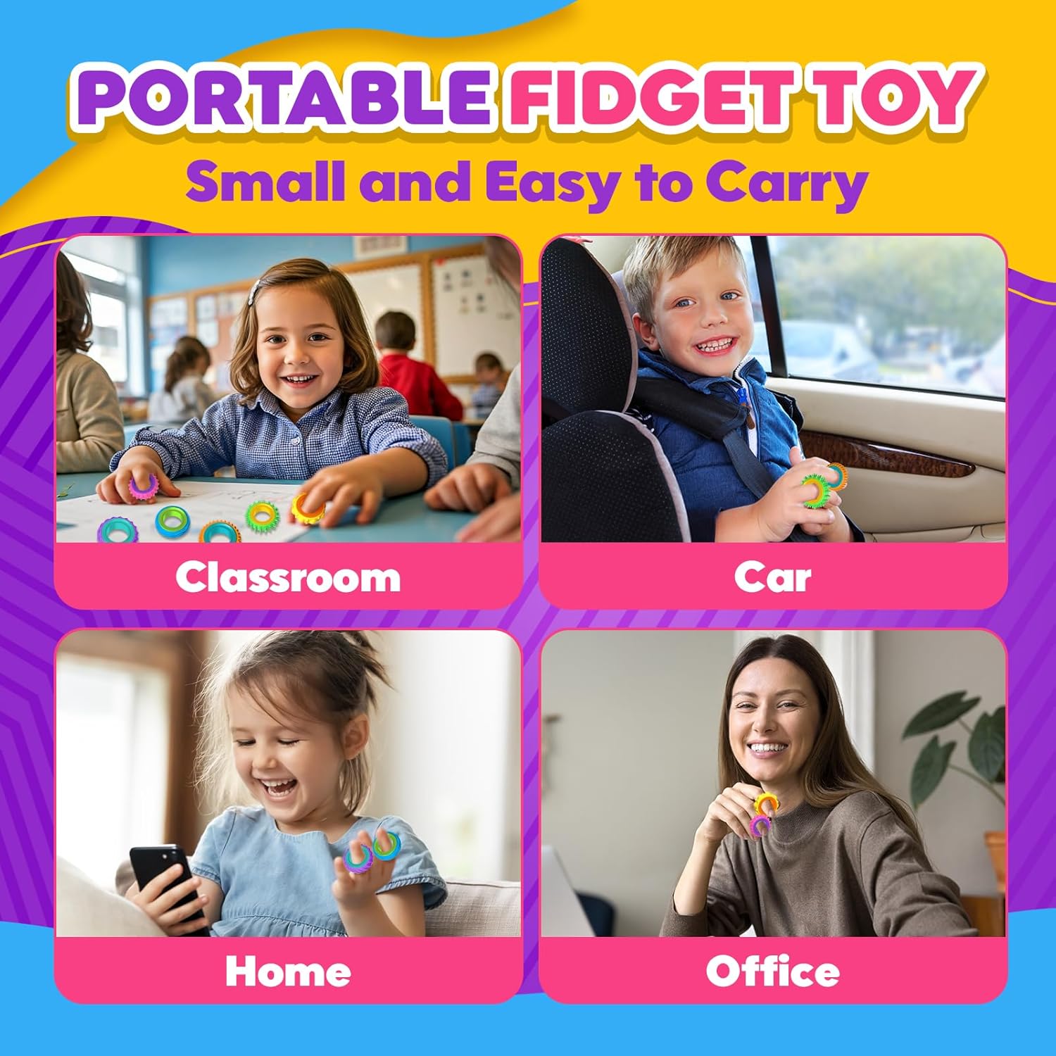 Lesong Sensory Soothing Portable Toy Ring Set - 12-Piece Collection of Soft -Relieving Finger Spinners for Autism ADHD Kids & Adults Safe  Rewards or Stocking Stuffers -  TikTokShopBlackFriday Stress Relief Decoration Decompression Squeeze