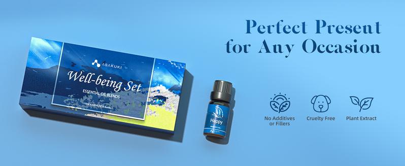 ASAKUKI Essential Oils Premium Blends for Diffusers for Home, Well-Being Kit, Fresh Fragrance Scent for Home, Air Freshening, Relax Aromatherapy Oils for Humidifiers, Massage, Home Smell Good, Wellness Solution, Therapeutic Sweet Dreams, 6x10ml