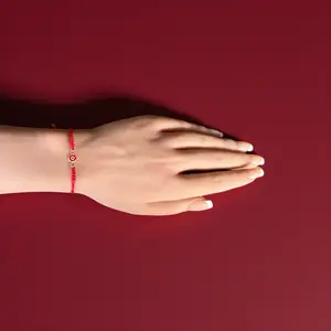 Pulsera de hilo rojo con ojo turco en oro amarillo 14K ️ Hermosa pulsera de hilo rojo ajustable, con delicados detalles de ojo turco elaborados en oro 14k