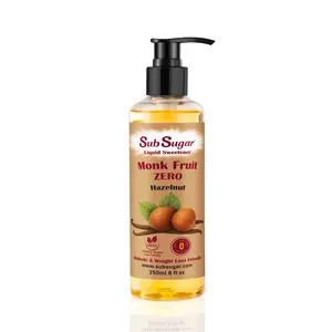 New! SubSugar Monk Fruit Sweetener Syrup, Hazelnut Flavor, Pump Bottle, 8 oz