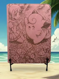 Lillie & Clefairy Custom Laser Engraved Trading Card Binder - 9-Pocket Zipper Card Album (540 Cards)