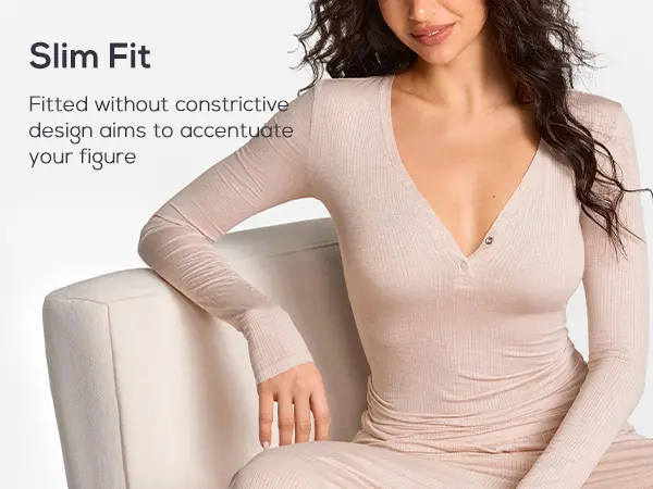 SOULVOR Natrelax Modal Ribbed Henley Shirts Long Sleeve