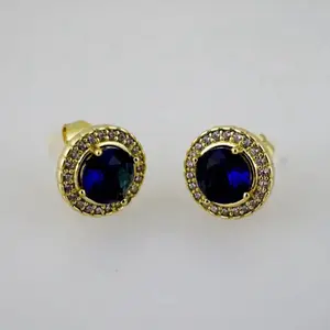 Earrings – Aretes – Zircon Stone – 14K Real Color