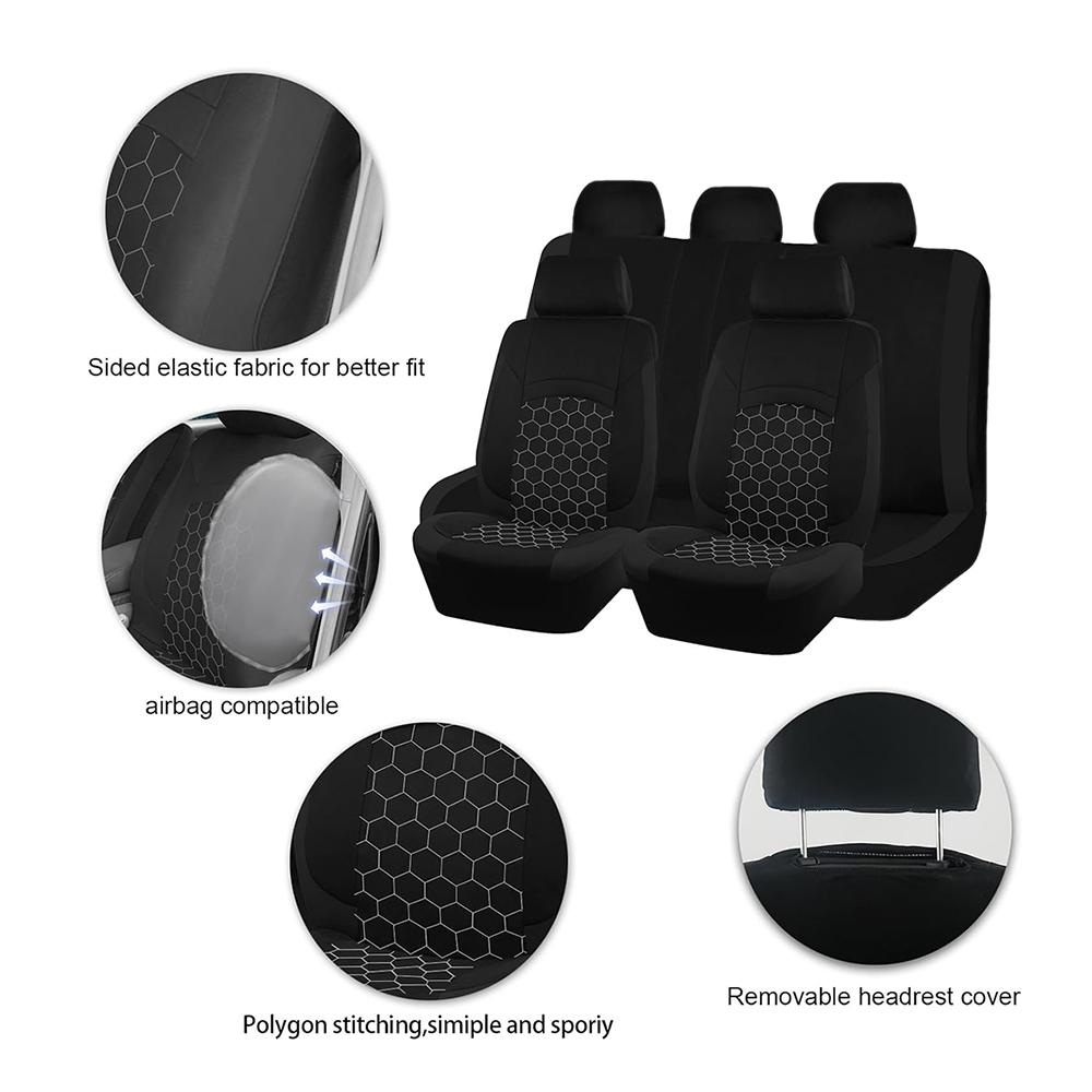 9PCS Car Seat Covers Full Set, Front and Rear Split Bench Seat Covers for Cars, Cushion Mat Pad Universal for Auto Car Vehicle SUV Sedan, Breathable Cloth Non-Slip Vehicle Interior Decoration Accessories 9PCS Car Seat Covers Full Set, Front and Rear Split Bench Seat Covers for Cars, Cushion Mat Pad Universal for Auto Car Vehicle SUV Sedan, Breathable Cloth Non-Slip Vehicle Interior Decoration Accessories