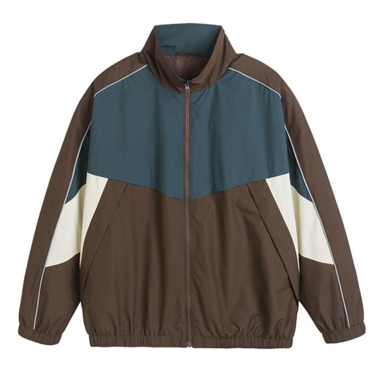 Spring Men's Trendy Brand Vintage Colorblock Patchwork Stand Collar Jacket, Unisex Streetwear Loose Fit Couple Coat, Men's Trendy Brand Relaxed Fit Sleeveless Zip-Up Cardigan, Suitable for Men's Everyday Wear