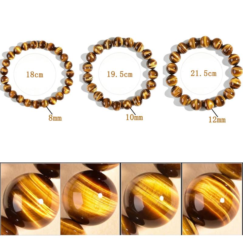 Tiger Eye Bracelet For Men Women 8MM/10MM/12MM Natural Stone Stretch Adjustable Black Crystal Beaded Bracelet for Meditation, Yoga, Spiritual Healing & Positive Energy Gifts