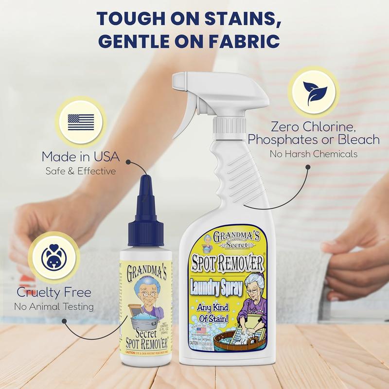 Grandma's Secret Spot Remover Laundry Spray -Chlorine, Bleach & Toxin-Free Stain Remover -  Oil, Paint, Blood & Pet Stains Household Cleaner Cleaning All-Purpose Scented
