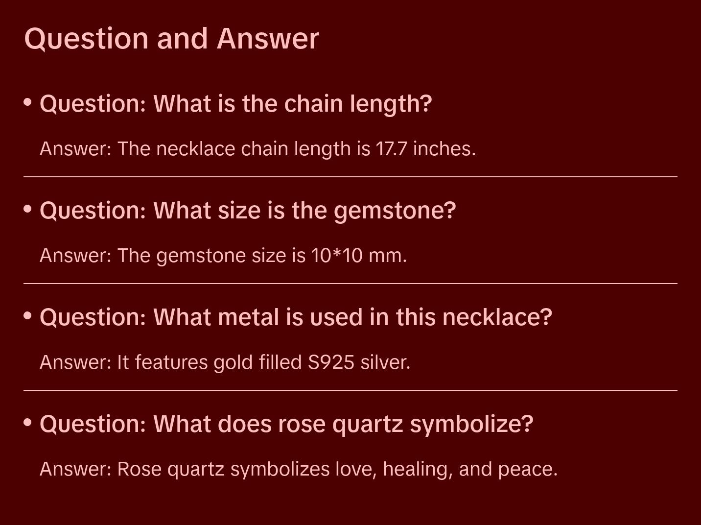 Rose Quartz Square Pendant Necklace