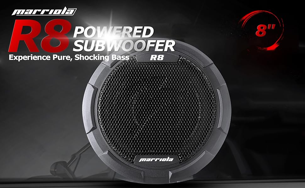 Marriola R8 Slim Under Seat Powered Car Subwoofer with Built-in ...
