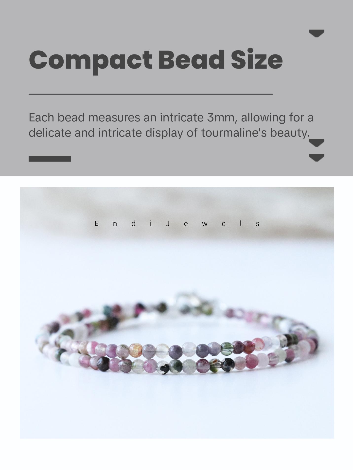 Tourmaline 3mm Round Beaded Choker, Bracelet, Natural Gemstones