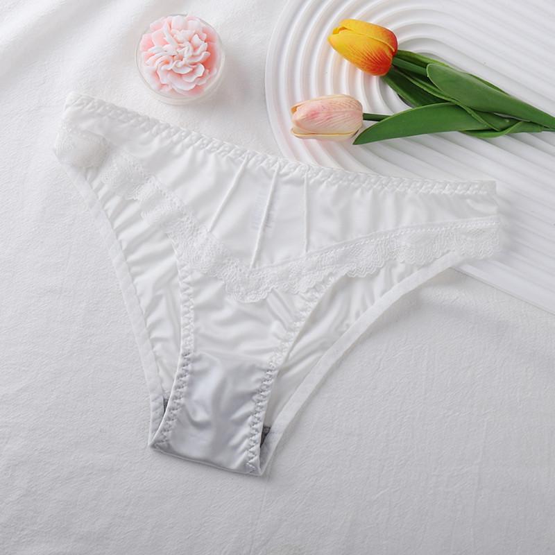 5 Pcs Women Underpants Low-waist Advanced Light Seamless Floral Lace Trim Silky Stretchable Panties Women Honeymoon Wedding Night Thong Womenswear Comfort Mother's Day Gifts