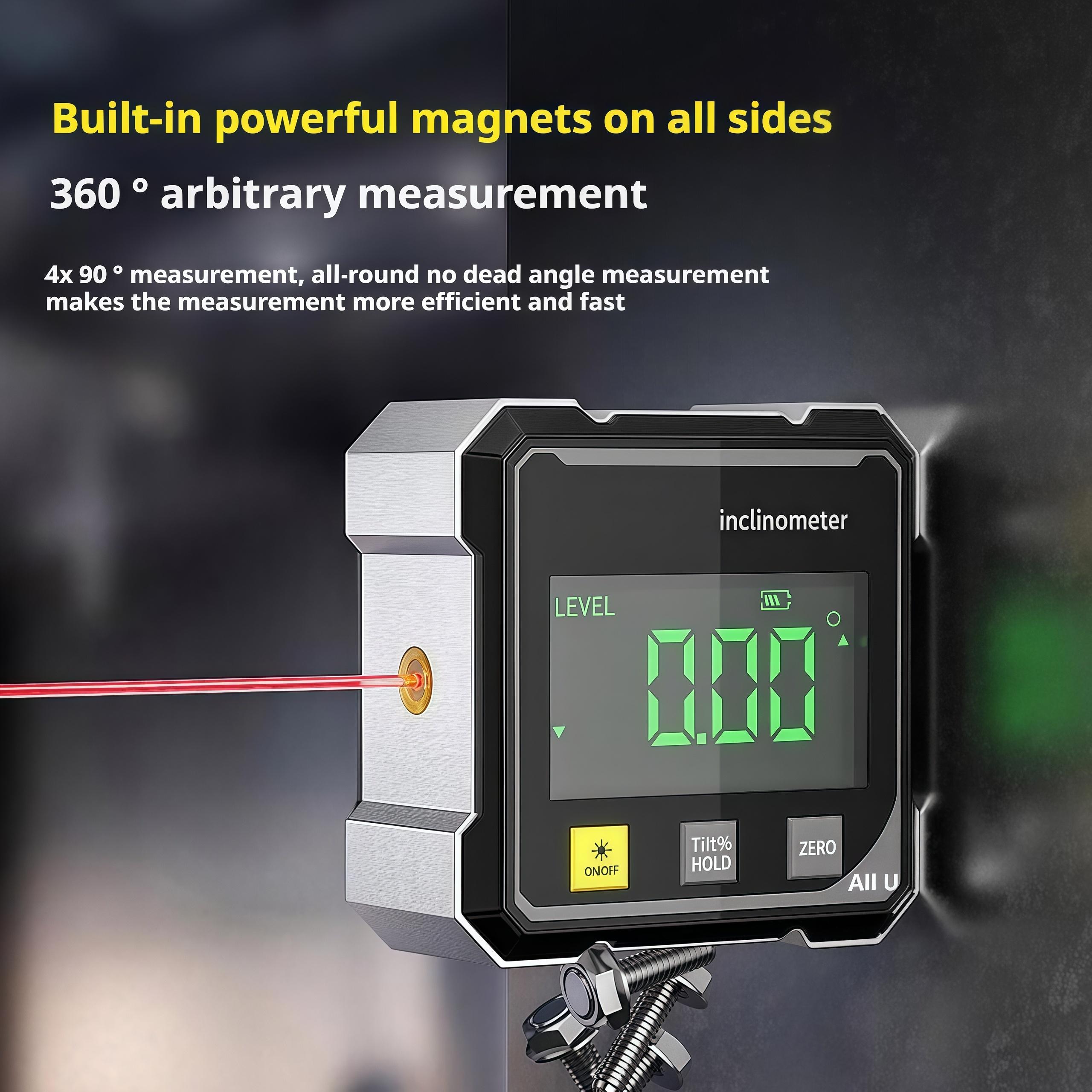 Magnetic Digital Angle Finder with Dual Laser Guide & 360° Magnetic Attachment Rechargeable Angle Meter for Woodworking Construction and Machinery Magnetic Digital Angle Finder with Dual Laser Guide & 360° Magnetic Attachment Rechargeable Angle Meter for Woodworking Construction and Machinery