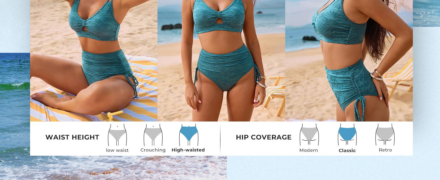 【S-XL】Hanna Nikole Women's High Waist Bikini Set Jacquard 2 Piece Swimsuit Modest Swimsuit Belly Tucker Swimsuit 2026