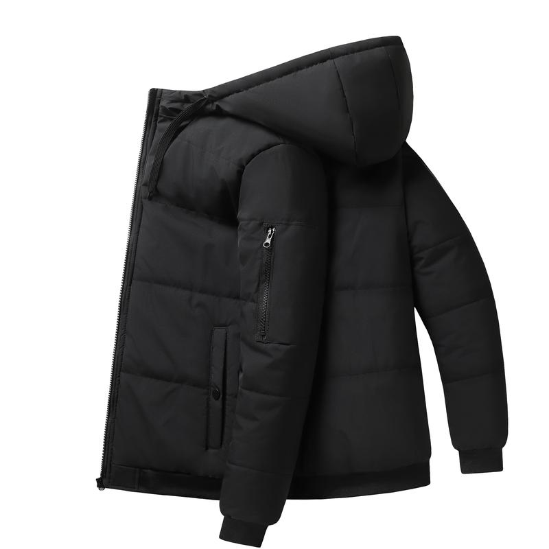 TJL Men's Thermal Hooded Jacket - Black Flame Design | Winter Windproof Fleece Lined Coat | Warm Zip-Up Parka with Pockets Menswear Outdoor mens Men's Windproof Insulated Hooded Jacket bg a the label mens  zip  up