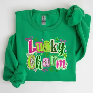 Lucky Charm St Patrick’s Day Sweatshirt, Irish Shamrock Crewneck Sweater, Festive Green Holiday Top, Cute St Patty’s Gift Unisex Apparel