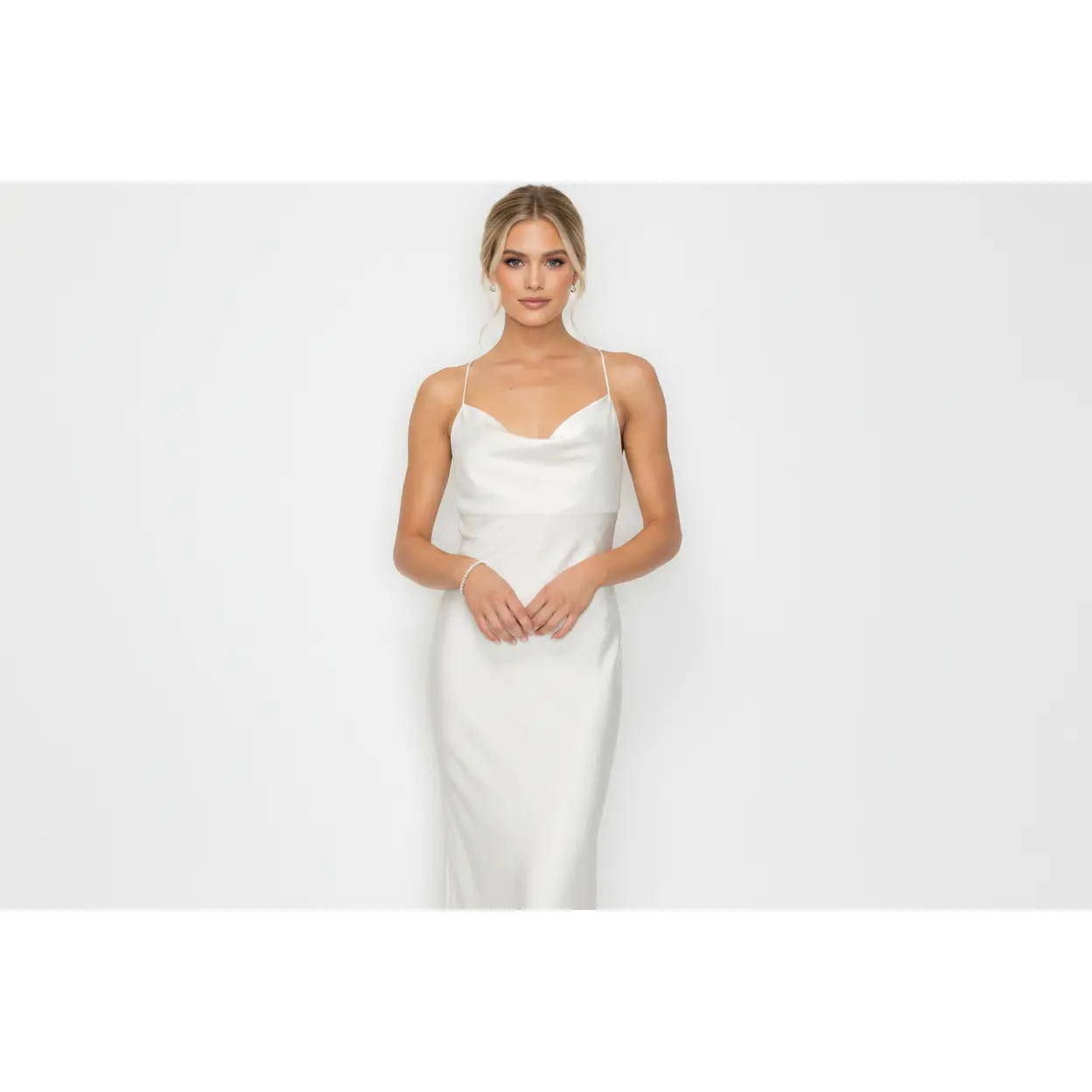 Women's Elegant Minimal Detail Wedding Dress - Chic, Simple Style, Comfortable, Modern Cut, Clean Lines Formal Gown for Brides, Bridal Shower