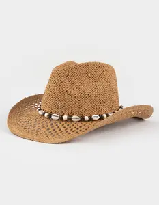 Puka Shell Beaded Womens Cowboy Hat, Khaki
