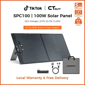 Black Friday Deal CTOLITY 100W Portable Solar Panel Charger High-Efficiency 20.5V Solar Cell XT60 DC5525 PV Connector fit for 95% Power Station Hiking Camping RV Trips Emergency power bank charger