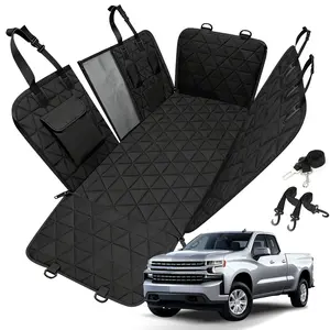 Dog Car Seat Cover with Mesh Window for Back Seat, Waterproof Pet Bench Seat Cover for Trucks for Ford f150/Ram1500/Nissan Frontier/Toyota Tacoma/GMC Canyon/Silverado, 600D Heavy Duty Scratch Proof Nonslip Pet Seat Cover for Back Seat Truck