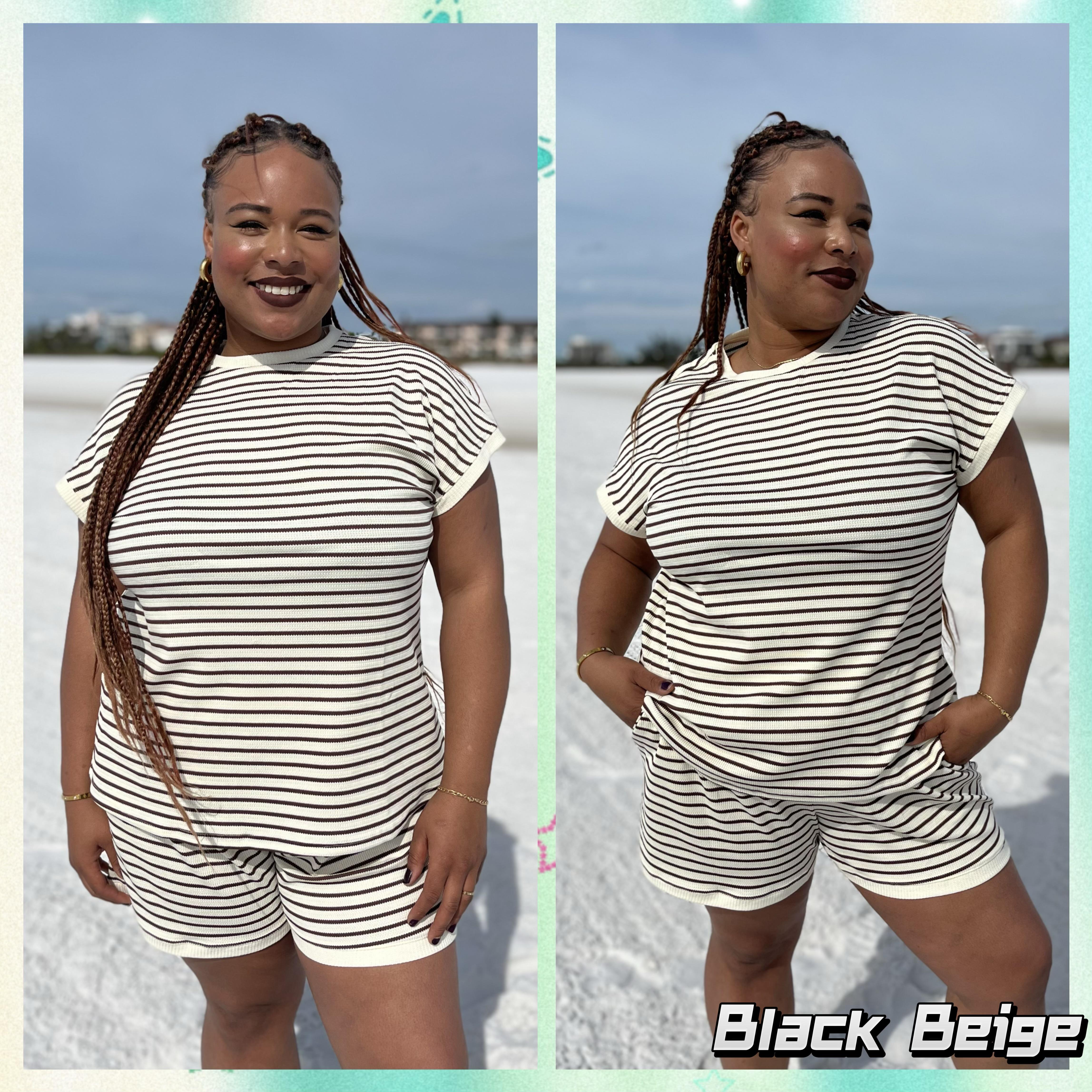 【PlusSize】Women's Cotton Pajama Sets 2-Piece Lounge Set, Stripe Short Sleeve Comfy Pj Set, Spring/Summer Loungewear Sleepwear with Pockets, Women's Loose Shortsleeve Casual Medium Homewear| plus size fashion