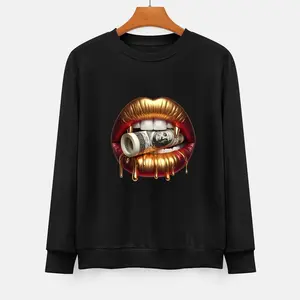 Money Talks Gold Lips Graphic Crewneck Sweatshirt – Luxury Streetwear Unisex Pullover