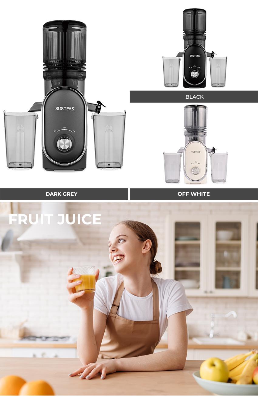 SUSTEAS Cold Press Juicer, Large Inlet, Large Capacity, Slow Masticator, High Yield Juice Extractor - Easy to Clean