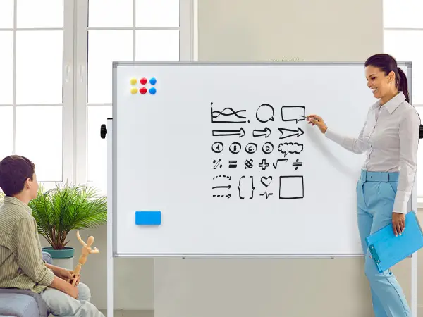 Sweetcrispy Double-Sided Magnetic Whiteboard - Silver Aluminum Frame, Height-Adjustable Stand, Dry Erase Markers - Home & Office Presentation Supplies, Dry Erase Boards, Office Accessories