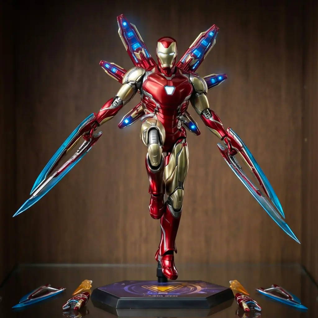 ZD Toys Marvel Studios The Infinity Saga DLX Iron Man Mark 85 6.9-Inch Die-Cast Poseable Figure, LED Light-Up Collectible legends custom Man Action Figure