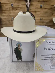 White Diamond 100000X Sinaloa San Judas Chapa de Oro Sombrero Fino