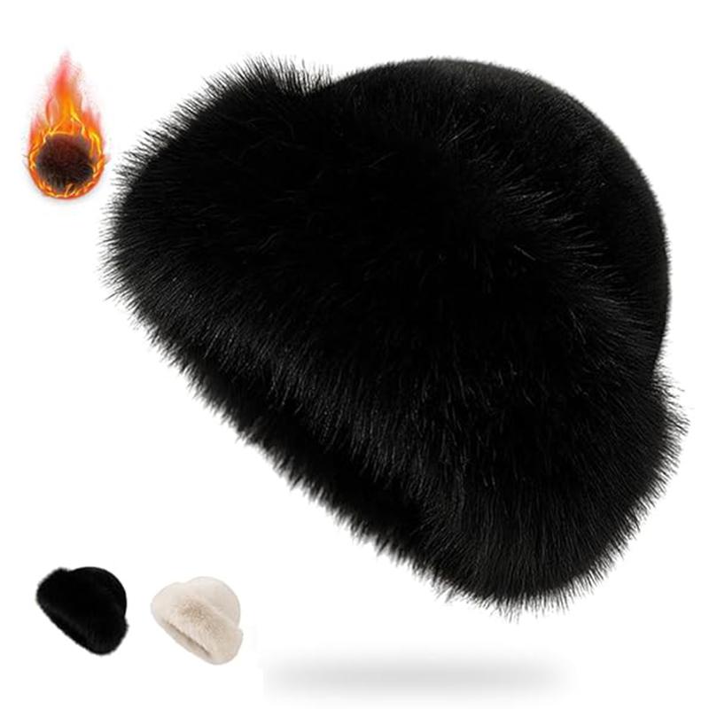 【FaddishDeal】Women's Winter Woolly Beret Faux Fur Decorated Fashion Hat Warmth Protection Versatile Elegant Foldable Breathable One Size Fits Most.