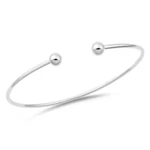 1.5mm Thick Open Ball End Cuff Bracelet - 925 Sterling Silver