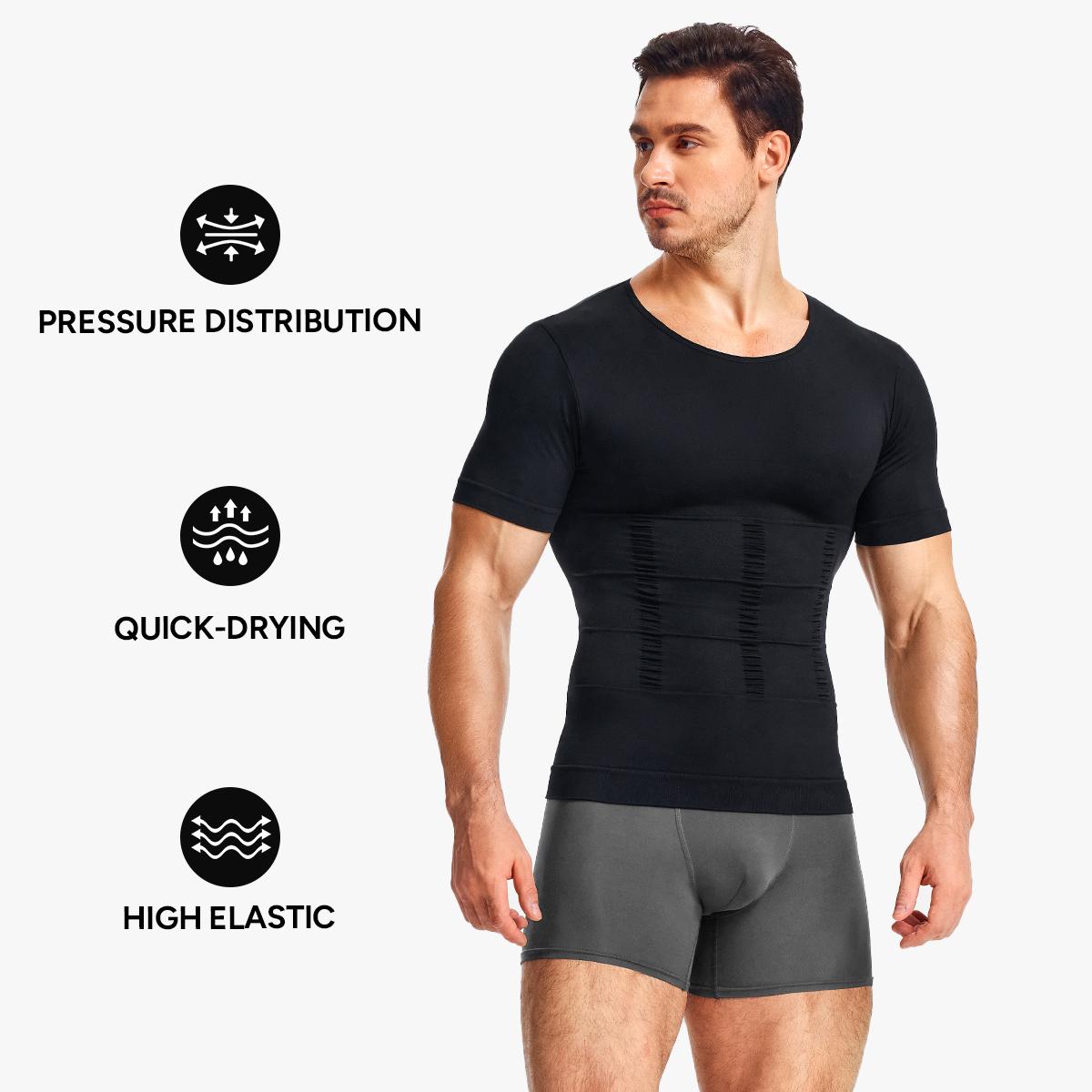 Nebility Mens Core Compression Shirt - Abdominal Sculpting Shapewear to Define Abs & Boost Confidence, Breathable, Quick-Dry Workout Shirts for Men Menswear Gym Tops