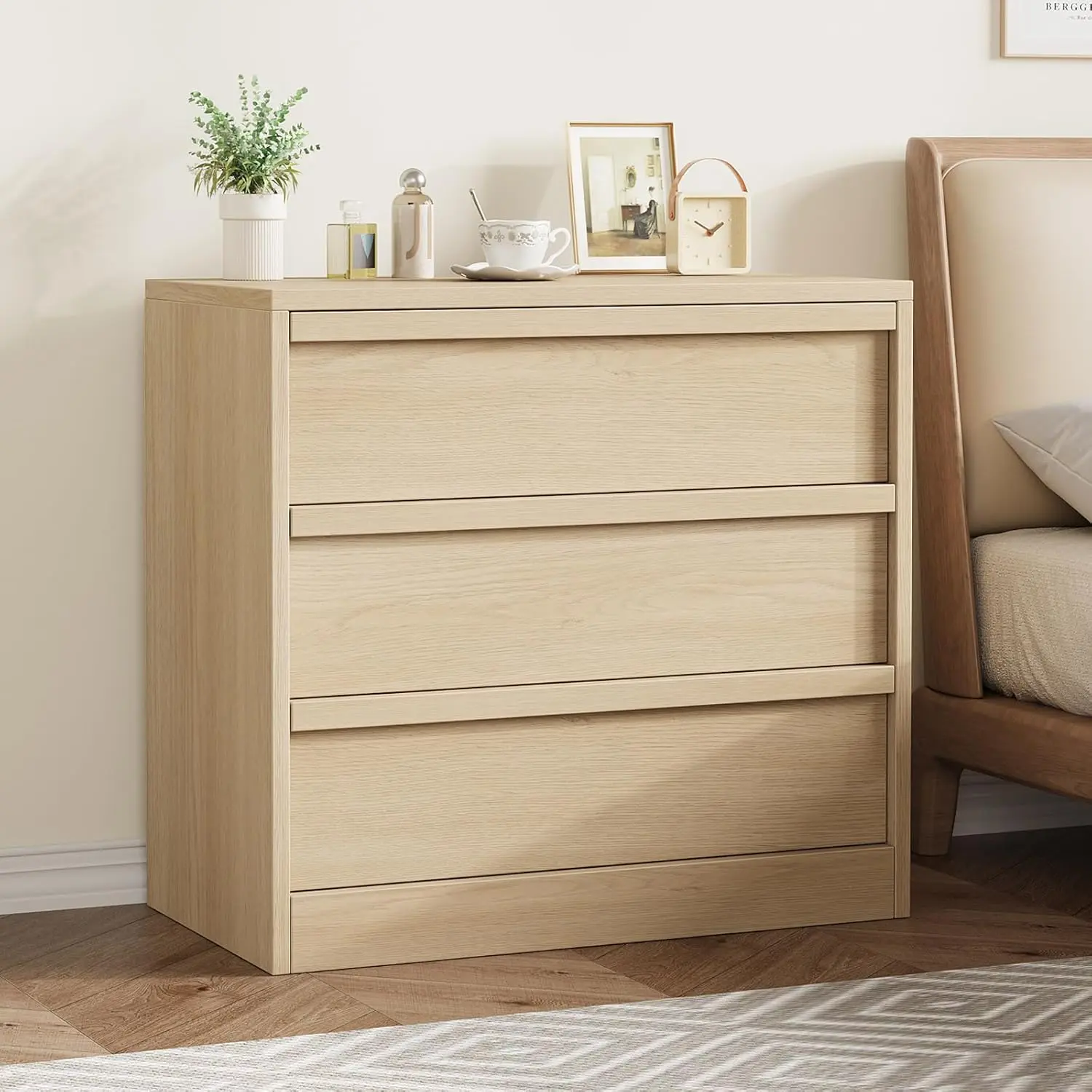 3 Drawer Nightstand for Bedroom, 30in Tall Small End Side Table with Large Storage & Anti-Tip Design, Modern Bedside Table Organizer for Living Room, Entryway