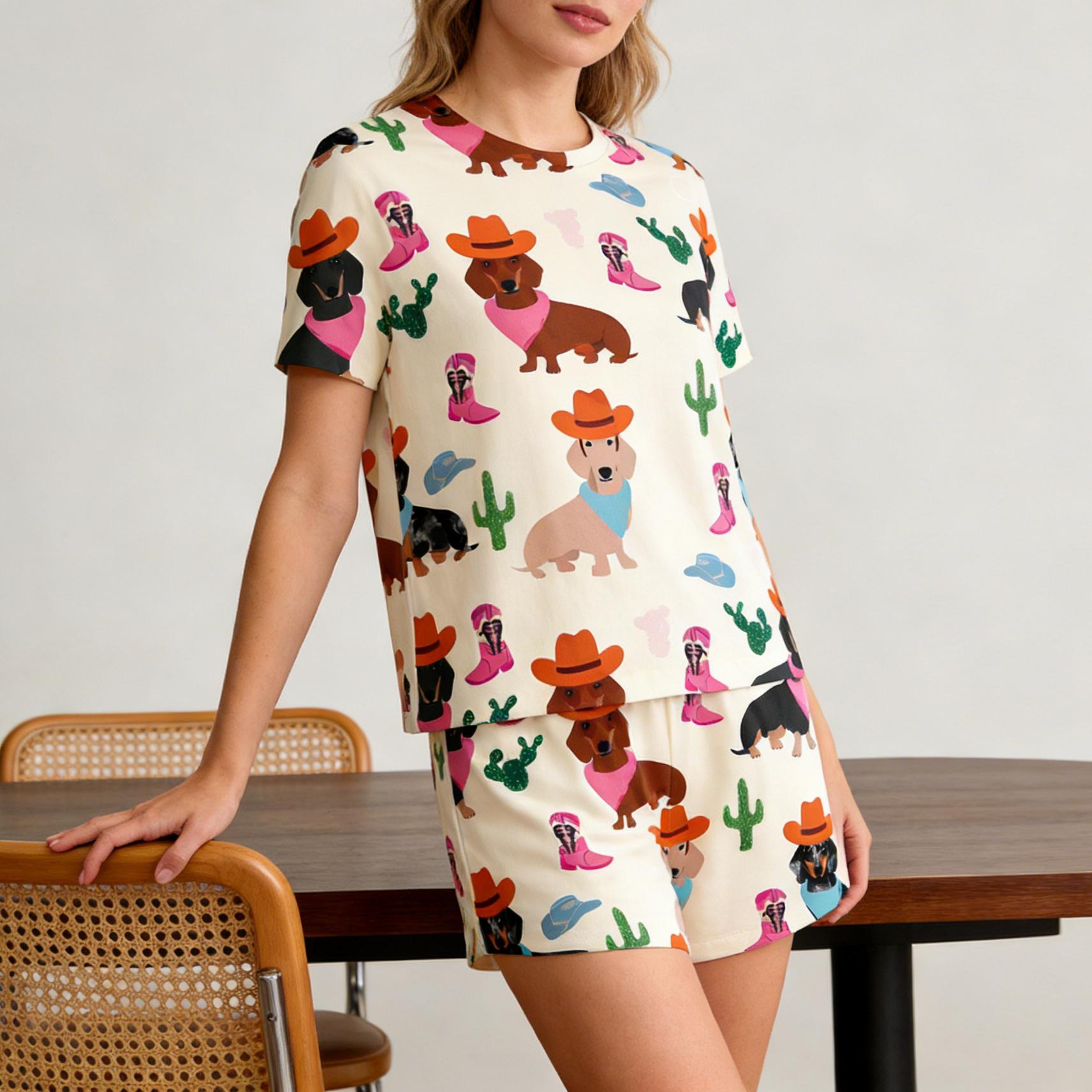 Women's Cartoon Dog Print Flannel Pajama Set, Soft & Breathable Two-Piece Sleepwear, Cute Long Sleeve Top & Elastic Waist Pants, Cozy Home Loungewear for All Seasons Womenswear Women's Cartoon Dog Print Flannel Pajama Set, Soft & Breathable Two-Piece Sleepwear, Cute Long Sleeve Top & Elastic Waist Pants, Cozy Home Loungewear for All Seasons Womenswear