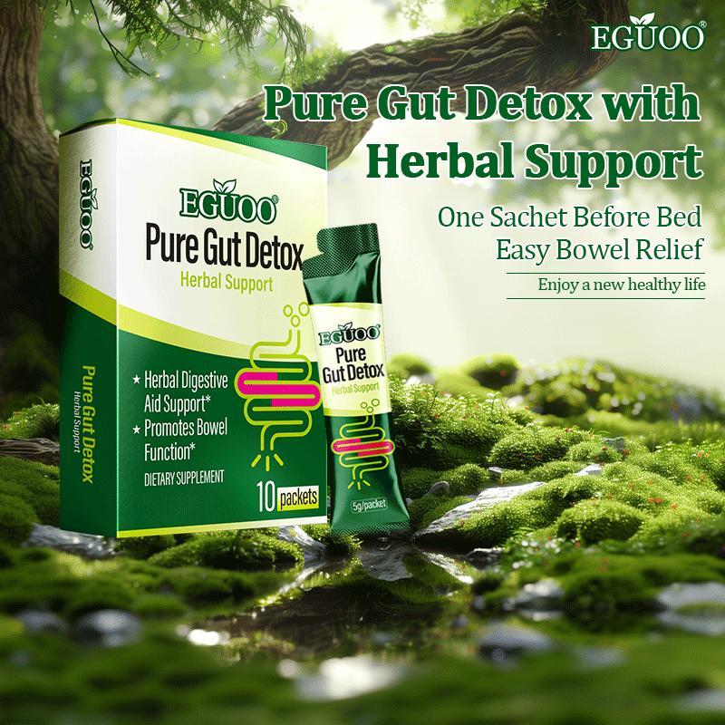 EGUOO Herbal Digestive Healthcare - Contains senna leaf and Cascara sagrada - Vegan - Lactose Free - Gut Cleanse - 10 Packets