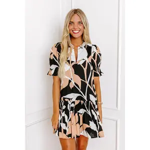 Charleston Trip Floral Mini Dress in Black