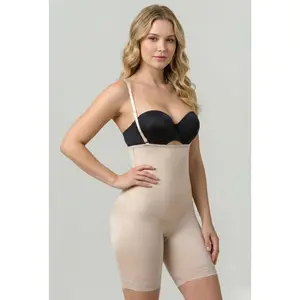 Open Bust Mid-thigh Body Shapewear w/ Flat Front
