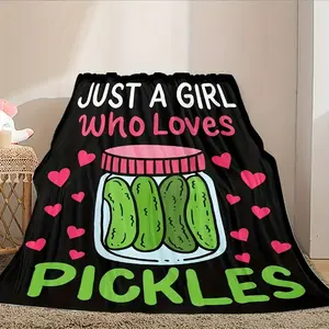 Festive Jelly Pickle Printed Fleece Blanket  Soft Blankets, Perfect for Home Bedroom Bed Sofa Picnic Travel and Office Use Ideal for Holiday Gifts.