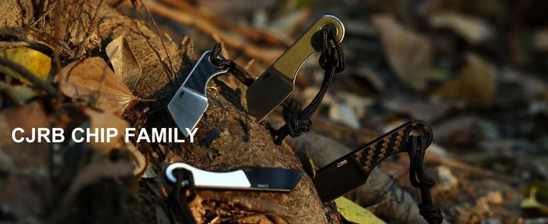 CJRB Chip Fixed Blade Knife, Knife with Sheath, Pocket Knife with 1.23'' AR-RPM9 Powder Steel Blade Full Tang, EDC knife with Carbon Fiber Handle for Men Outdoor Survival Camping