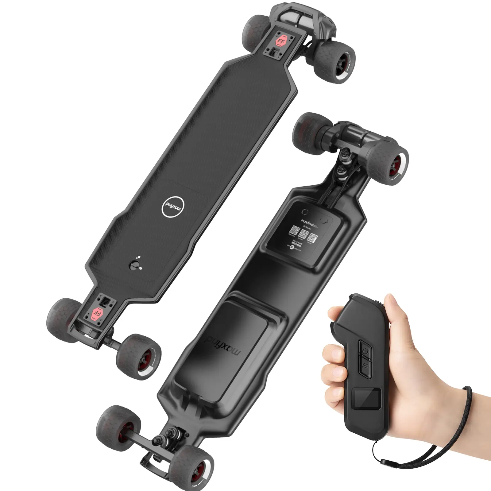 Maxfind FF BELT High Performance Electric Skateboard, 3000W Hub Motors, 25 Miles Range, 28 Mph Speed, Quick Battery Swap Design