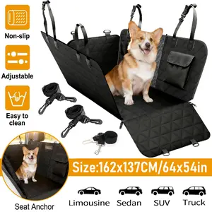 Bench Car Seat Cover Dog Car Seat Protector Waterproof Heavy Duty Pet Nonslip Hammock Black 64” x 54” Universal Fit for Cars SUVs and Truck