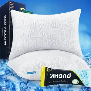 Inhand Cooling Pillows Queen Size Set of 2, Shredded Memory Foam Pillows Cool for Hot Sleepers, Adjustable Firm Soft Support Bed Pillows Perfect for Back Neck Pain and Side Sleeping with Cover, White