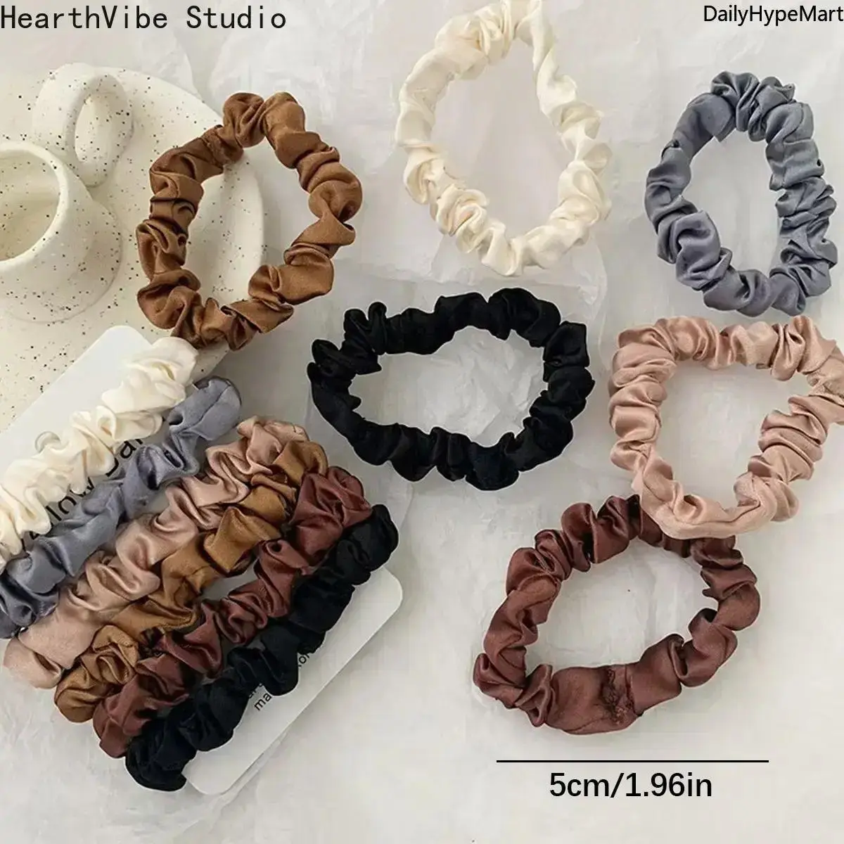 Funky Soft Satin Scrunchies, Set of 6 Colorful Elastic Hair Bands, Unisex Accessories for Beach, Anniversary, and Christmas, Elastic Band Scrunchie, Colorful Hair Ties, Engagement, Peppy, Glamorous