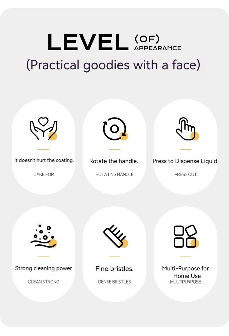 6-in-1 Rotating Scrub Dish Brush with Detergent Dispenser – Adjustable Angle Design, Suitable for Cleaning Pots, Pans, Dishes & Utensils, Comes with Wall Mount for Kitchen Sink, Stove & More 6-in-1 Rotating Scrub Dish Brush with Detergent Dispenser – Adjustable Angle Design, Suitable for Cleaning Pots, Pans, Dishes & Utensils, Comes with Wall Mount for Kitchen Sink, Stove & More