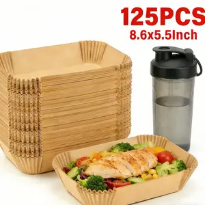 8.6x5.5 Inch Rectangle Air Fryer Liners, 125PCS Non-Stick Parchment Paper, Oil-Proof Water-Proof Liners for Dual Basket Air Fryers, Mess-Free Cooking Accessories