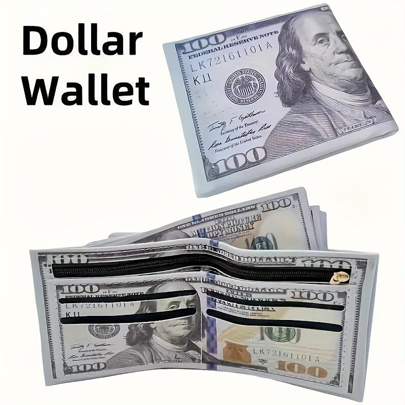 Vintage Retro Dollar Bill Wallet: PU Leather, Credit Card Holder, Zippered Coin Pouch, Foldable Design for Men